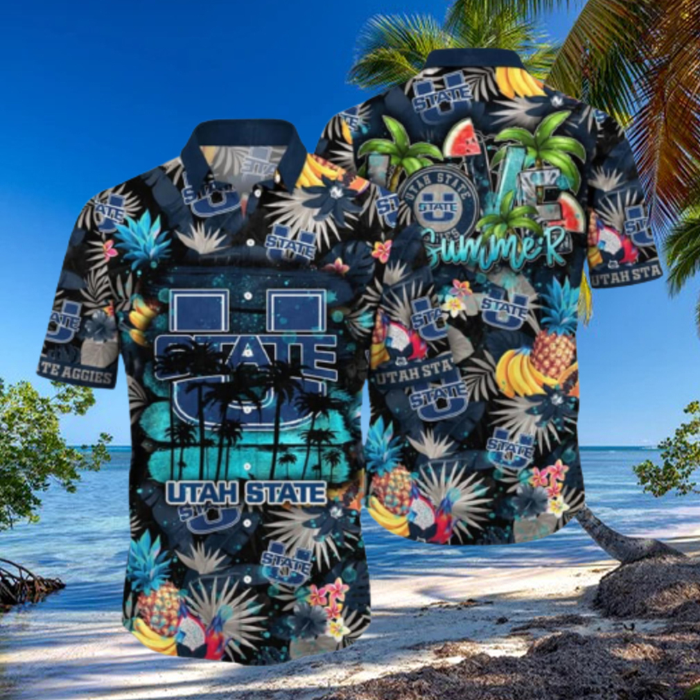 Utah State Aggies NCAA3 Aloha Tropical Summer Pattern Happy Hawaiian Shirt Utah State Aggies NCAA3 Aloha Tropical Summer Pattern Happy Hawaiian Shirt