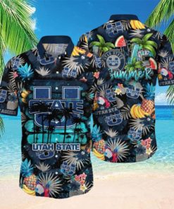 Utah State Aggies NCAA3 Aloha Tropical Summer Pattern Happy Hawaiian Shirt