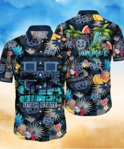Utah State Aggies NCAA3 Aloha Tropical Summer Pattern Happy Hawaiian Shirt