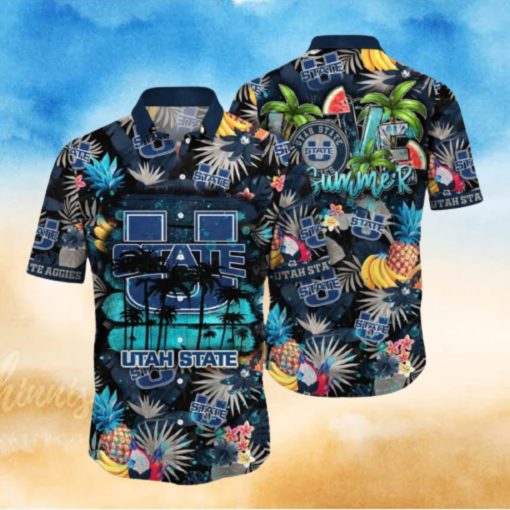 Utah State Aggies NCAA3 Aloha Tropical Summer Pattern Happy Hawaiian Shirt