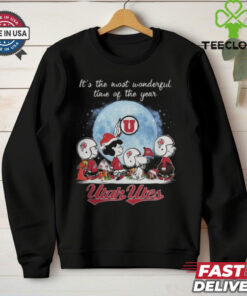 Utah Utes It The Most Wonderful Time Of The Year Peanut Characters Christmas Shirt
