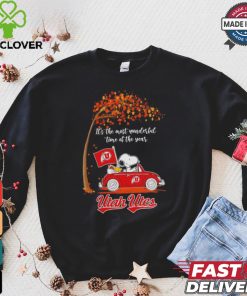 Utah Utes Snoopy driving car fall the most wonder ful time of the year shirt