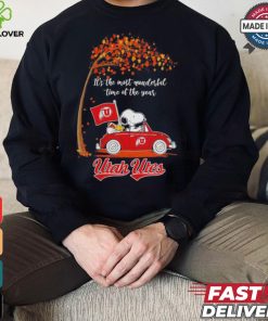 Utah Utes Snoopy driving car fall the most wonder ful time of the year shirt