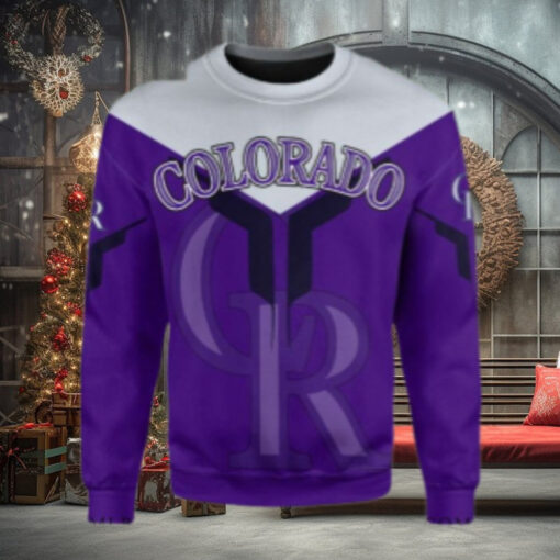 V Stripe Purple Colorado Rockies Ugly Christmas Sweater