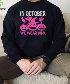 Womens In October We Wear Pink Cute Pumpkin Halloween Breast Cancer T Shirt_Classic Shirt_Shirt BS1Yn
