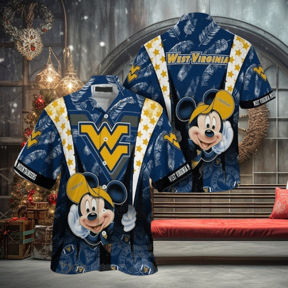 Mickey Mouse Disney NCAA West Virginia Mountaineers WVU Hawaiian Shirt Best Beach Gift Mickey Mouse Disney NCAA West Virginia Mountaineers WVU Hawaiian Shirt Best Beach Gift