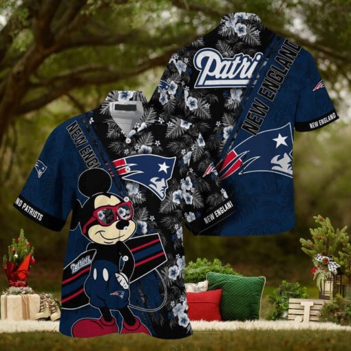 New England Patriots NFL Summer Hawaii Shirt Mickey And Floral Pattern For Sports Fans