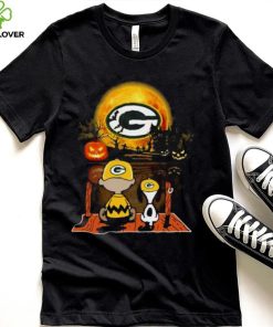 Hot Snoopy And Charlie Brown Pumpkin Green Bay Packers Halloween Moon Charlie Brown Halloween Shirt