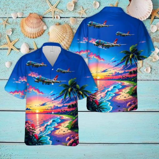 VH EBU Boeing 747 Qantas in  Nalanji Dreaming  Colours Hawaiian Shirt