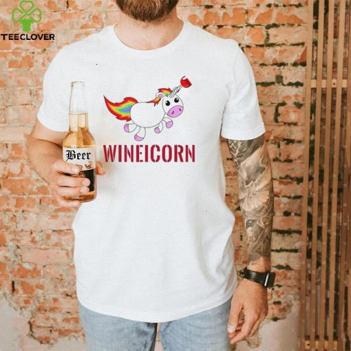 Wineicorn wine drinking unicorn shirt