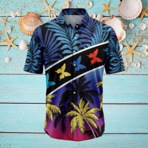 Vacation Tropical Coconut Palm Butterflies Tropical Hawaiian Shirt Gift For Men And Women