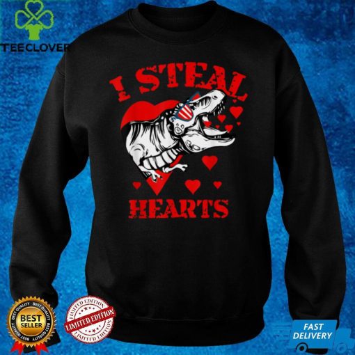 Valentines Day Kids Dinosaur T rex Lover I Steal Hearts T Shirt