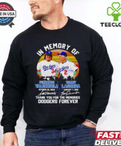 Valenzuela and Lasorda in memory of LA Dodgers forever signatures shirt