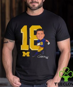 Valiant University of Michigan Football Colston Loveland Navy Caricature Shirt
