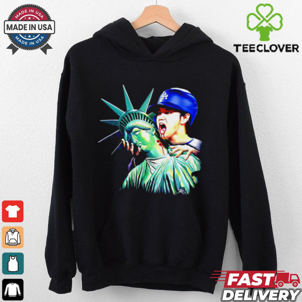 Vampire Shohei Ohtani bite Statue of Liberty New York baseball shirt Vampire Shohei Ohtani bite Statue of Liberty New York baseball shirt
