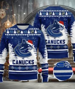 Vancouver Canucks Christmas Santa Hat AOP Print 3D Ugly Sweater