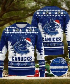 Vancouver Canucks Christmas Santa Hat AOP Print 3D Ugly Sweater