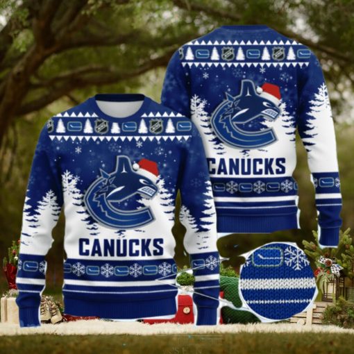 Vancouver Canucks Christmas Santa Hat AOP Print 3D Ugly Sweater