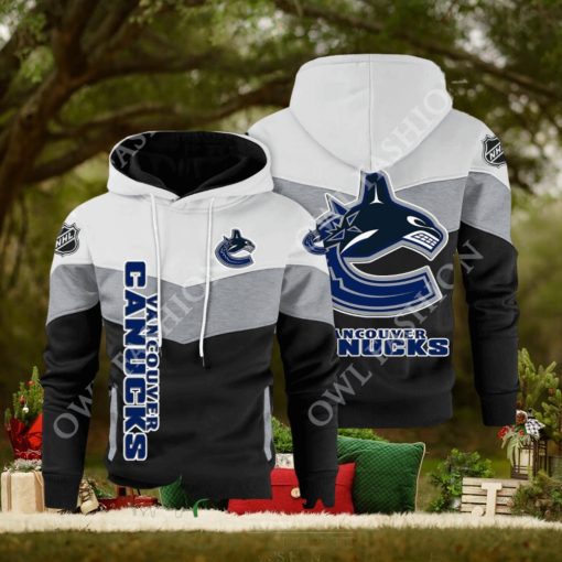 Vancouver Canucks NHL Hockey Black White Printed Hoodie