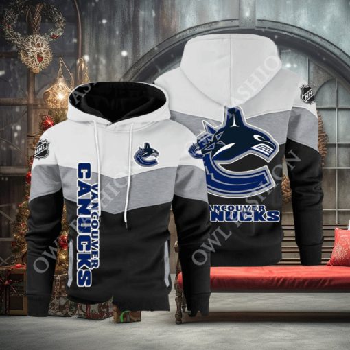 Vancouver Canucks NHL Hockey Black White Printed Hoodie