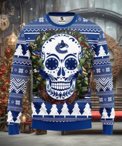 Vancouver Canucks Skull Flower Ugly Christmas Ugly Sweater
