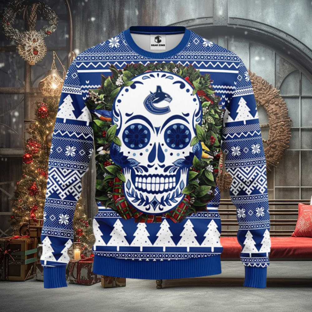 Vancouver Canucks Skull Flower Ugly Christmas Ugly Sweater Vancouver Canucks Skull Flower Ugly Christmas Ugly Sweater