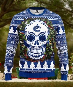 Vancouver Canucks Skull Flower Ugly Christmas Ugly Sweater