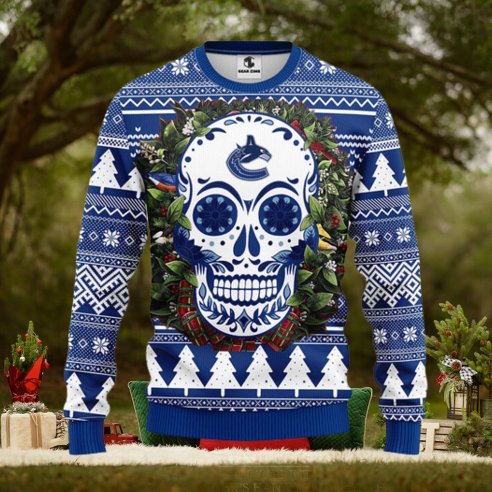 Vancouver Canucks Skull Flower Ugly Christmas Ugly Sweater Vancouver Canucks Skull Flower Ugly Christmas Ugly Sweater