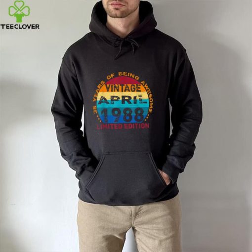 35 Years Old Vintage April 1988 Distressed 35th Birthday T Shirt