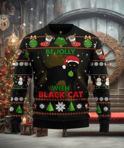 Black Cat Be Jolly Ugly Christmas Sweater