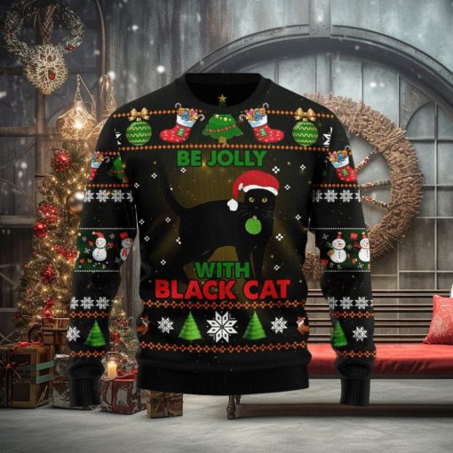 Black Cat Be Jolly Ugly Christmas Sweater