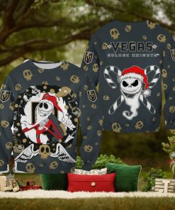 Vegas Golden Knights Christmas Jack Skellington Presents Christmas Ugly Sweater Halloween For Men And Women