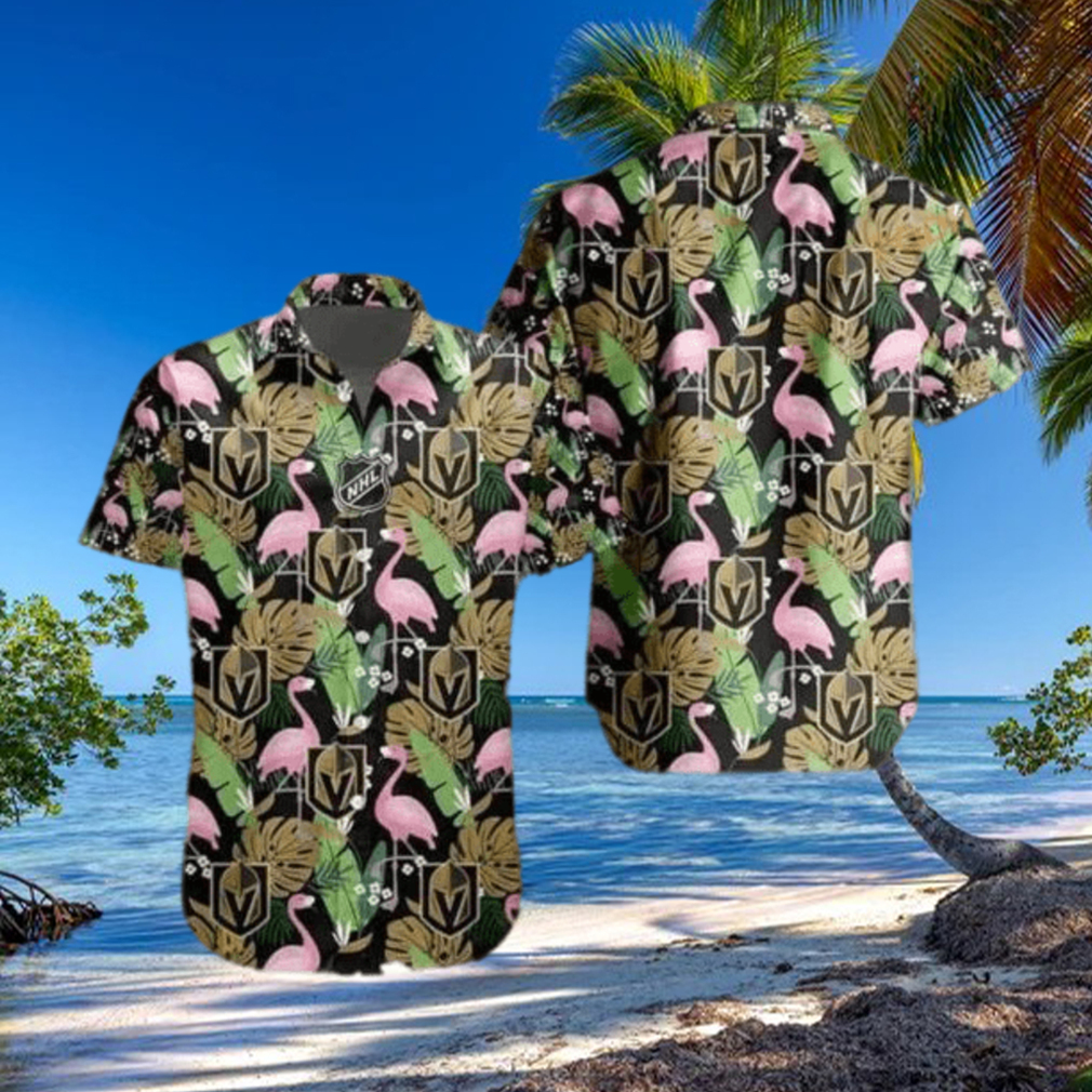 Vegas Golden Knights NHL Hawaiian Shirt Flamingo Pattern Beach Vacation Gift Vegas Golden Knights NHL Hawaiian Shirt Flamingo Pattern Beach Vacation Gift