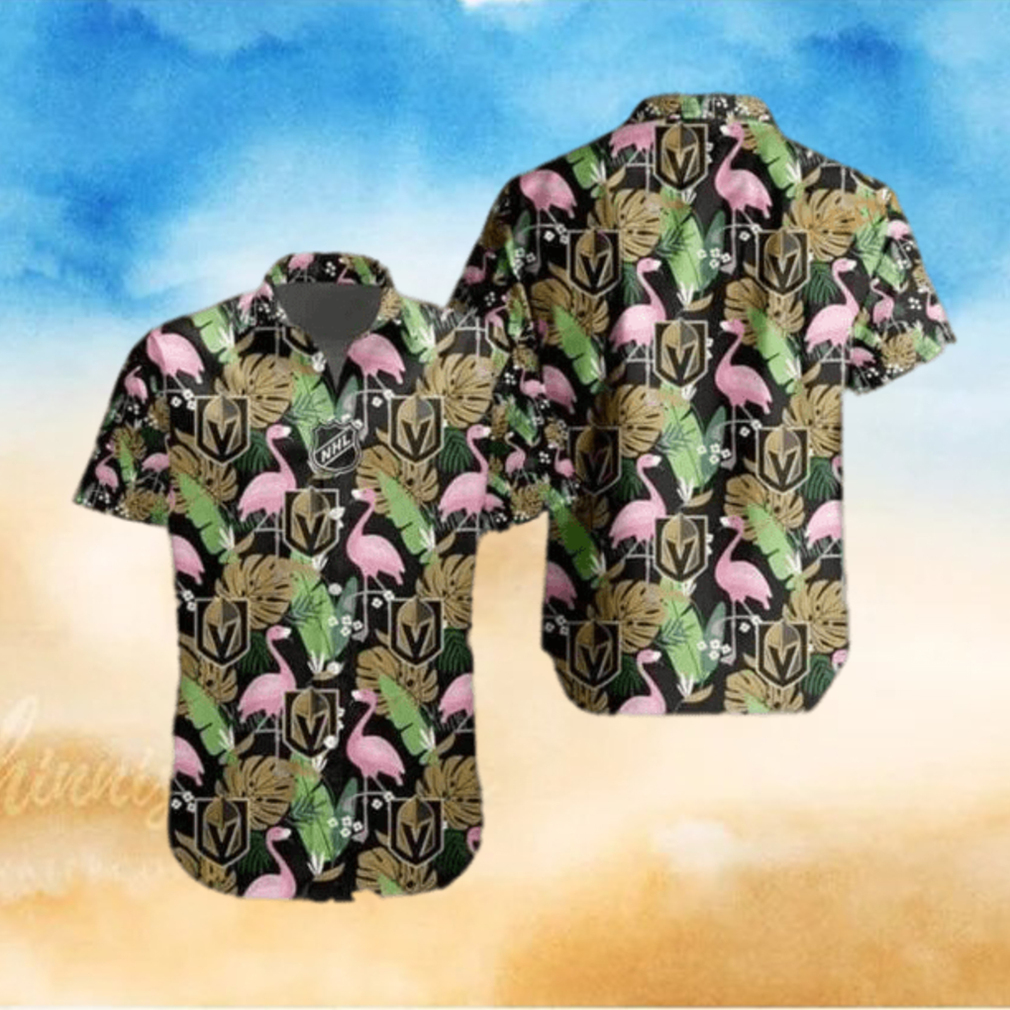 Vegas Golden Knights NHL Hawaiian Shirt Flamingo Pattern Beach Vacation Gift Vegas Golden Knights NHL Hawaiian Shirt Flamingo Pattern Beach Vacation Gift