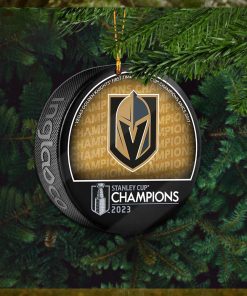 Vegas Golden Knights Unsigned Inglasco 2023 Stanley Cup Champions Logo Hockey Puck Ceramic Christmas Tree Decorations Ornament