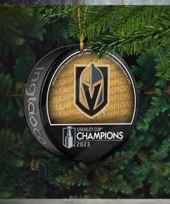 Vegas Golden Knights Unsigned Inglasco 2023 Stanley Cup Champions Logo Hockey Puck Ceramic Christmas Tree Decorations Ornament