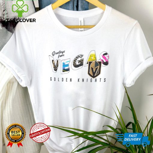 Vegas Golden Knights WEAR by Erin Andrews White Greetings From Muscle T Shirt