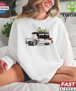 Venkman Slimer and the Ecto 1 Ghostbusters X Charlie Brown and Snoopy Peanuts Charlie Venkman shirt