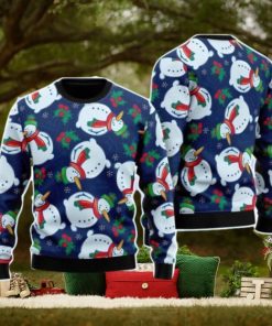 Very Ugly Snowman On Blue Pattern Christmas Unisex Ugly Sweater
