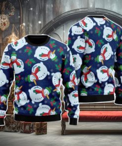 Very Ugly Snowman On Blue Pattern Christmas Unisex Ugly Sweater
