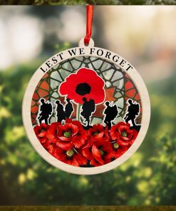 Veteran Poppy Lest We Forget Suncatcher Ornament Honor The Fallen Soldiers Memorial Ornaments