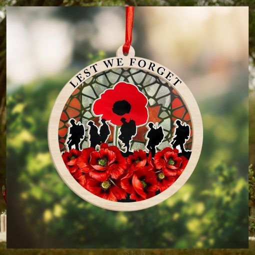 Veteran Poppy Lest We Forget Suncatcher Ornament Honor The Fallen Soldiers Memorial Ornaments