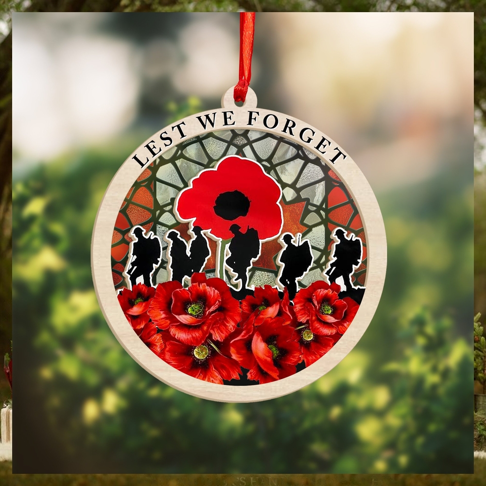 Veteran Poppy Lest We Forget Suncatcher Ornament Honor The Fallen Soldiers Memorial Ornaments Veteran Poppy Lest We Forget Suncatcher Ornament Honor The Fallen Soldiers Memorial Ornaments