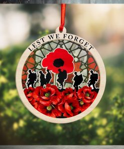 Veteran Poppy Lest We Forget Suncatcher Ornament Honor The Fallen Soldiers Memorial Ornaments