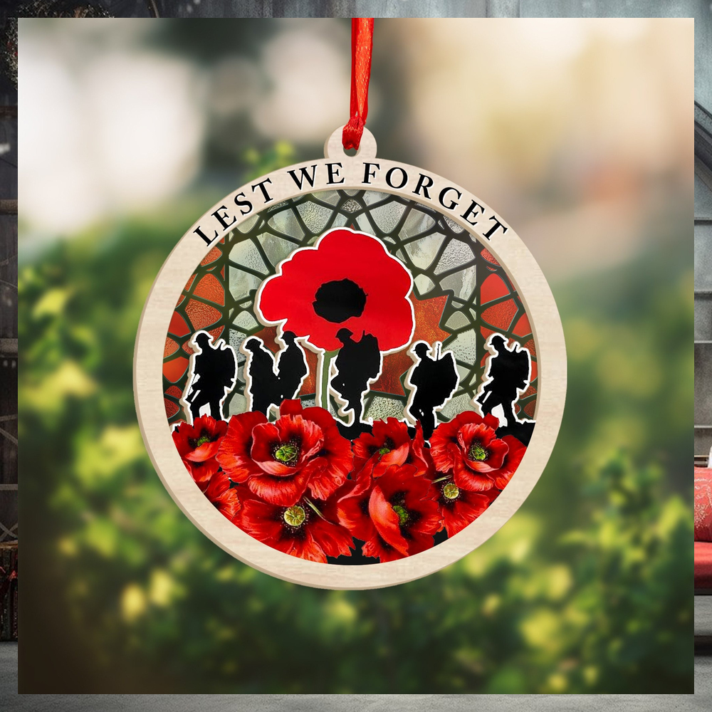 Veteran Poppy Lest We Forget Suncatcher Ornament Honor The Fallen Soldiers Memorial Ornaments Veteran Poppy Lest We Forget Suncatcher Ornament Honor The Fallen Soldiers Memorial Ornaments
