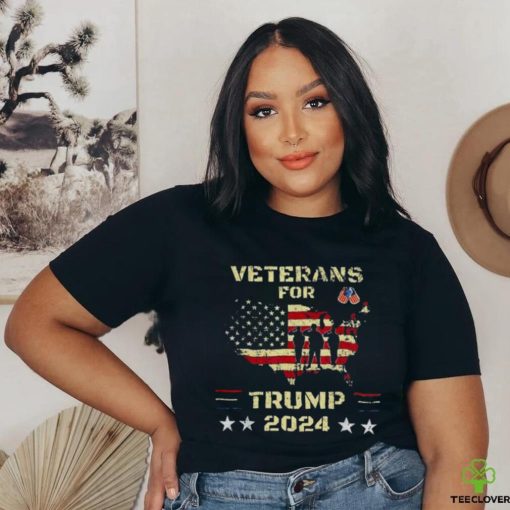 Veterans For Trump 2024 American Flag Election Dad Grandpa T Shirt