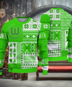 VfL Wolfsburg Print Bundesliga Logo Team Design Ugly Christmas Sweater For Fans Gift