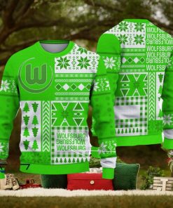 VfL Wolfsburg Print Bundesliga Logo Team Design Ugly Christmas Sweater For Fans Gift