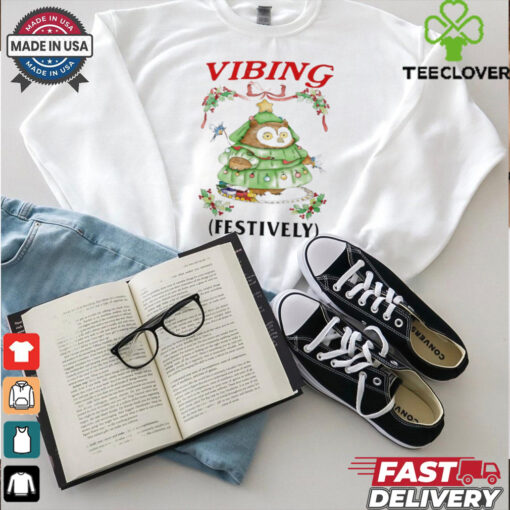 Vibing festively Christmas owl shirt