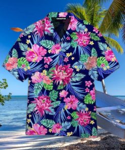 Vibrant Floral Hibiscus And Palm Leaf Patterned Hawaiian Shirts